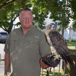 Harold the Hawk & trainer, Evelyn Alexander Wildlife Rescue Center